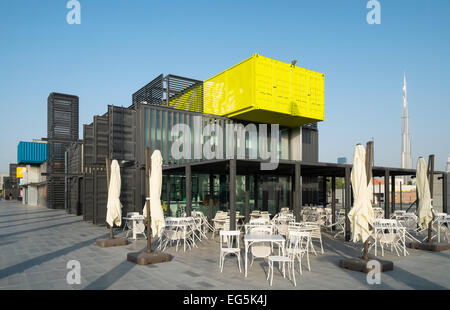 New Boxpark retail development in Dubai United Arab Emirates Stock Photo