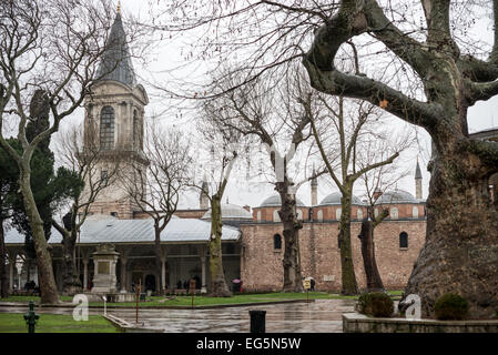 ISTANBUL, Turkey (Türkiye) — On a peninsula overlooking both the Bosphorus Strait and the Golden Horn, Topkapi Palace was the primary residence of the Ottoman sultans for approximately 400 years (1465–1856) of their 624-year reign over Constantinople and the Ottoman Empire. Today it is one of Istanbul's primary tourist attractions. Stock Photo