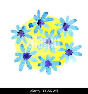 Vivid bouquet of watercolor flowers Stock Photo