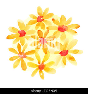 Bouquet of orange watercolor flowers Stock Photo