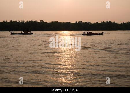 Traditional Malay boats on the river at Kuala Selangor, Malaysia. Stock Photo