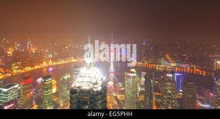 aerial view of panorama at night Shanghai bund ,China Stock Photo - Alamy