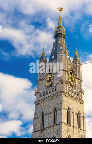 View up at the Belfry in Ghent, Belgium. Stock Photo