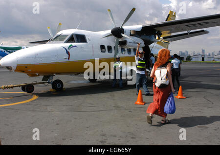 Manila Airport. Flyseair company. The Visayas. Philippines Luzon Palawan Province Puerto Princesa Flyseair Low Cost Airline Flig Stock Photo