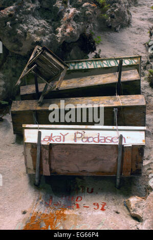 Hanging coffins. Echo Valley. Sagada. Northern Luzon. Philippines. Hanging coffins are coffins which have been placed on cliffs. Stock Photo