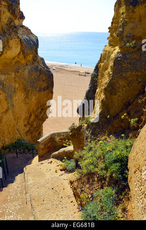 Steps down to Senhora Da Rocha Nova Beach in Portugal Stock Photo