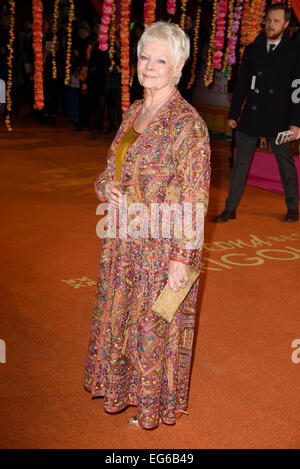 London, UK. 17th Feb, 2015. Dame Judi Dench attends the The Royal Film Performance: The World Premiere of The Second Best Exotic Marigold Hotel on 17/02/2015 at ODEON Leicester Square, London. Credit:  Julie Edwards/Alamy Live News Stock Photo