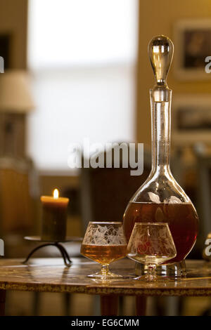 Crystal Decanter and Glasses Stock Photo