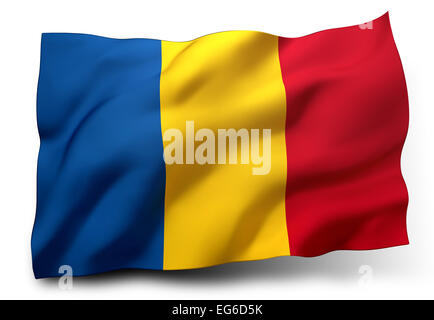 Waving flag of Chad isolated on white background Stock Photo