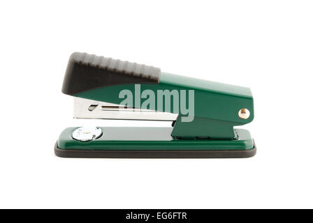 Metallic office stapler isolated on white background Stock Photo