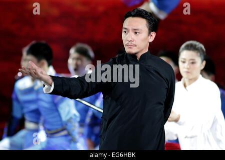 Beijing, China. 18th Feb, 2015. File photo shows actor Chang Zhen performing during a rehearsal of the 2015 Spring Festival gala in Beijing, capital of China. China's annual Spring Festival gala TV show, which includes songs, dances, traditional operas, skits, talk shows, acrobatics and martial art, will be broadcast live from 8 p.m. on Feb. 18. on multiple channels. The performance will also be promoted through websites and more than 10 foreign broadcasters. © Xinhua/Alamy Live News Stock Photo