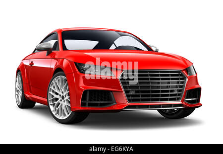 Red coupe on white background Stock Photo