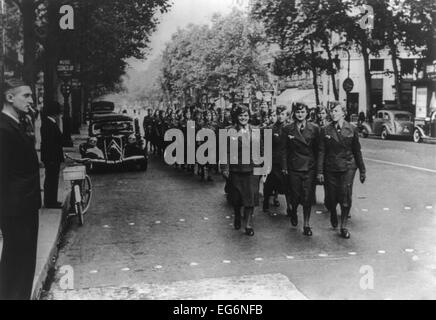 German women members of communications auxiliary in Paris during the Nazi occupation, Aug. 1940. World War 2. Stock Photo