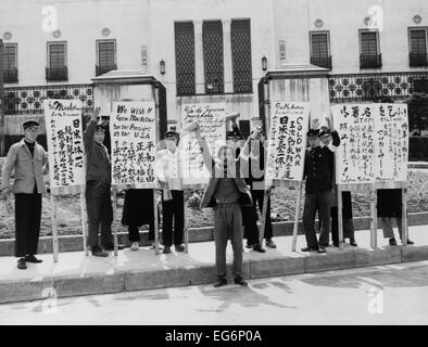 Japanese men support for General Douglas MacArthur for President of the United States. In March 1948, MacArthur indicated his Stock Photo