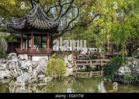 detail of the historic Yuyuan Garden created in the year 1559 by Pan Yunduan in Shanghai China Stock Photo