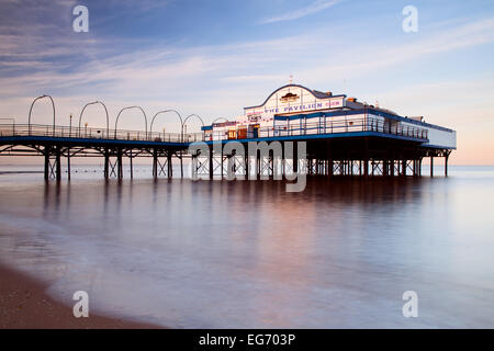 Cleethorpes Pier on the North East Lincolnshire coast at high tide. February 2015. Stock Photo