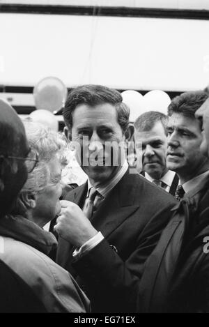 Prince Charles visiting Surrey Street Market in Croydon South London 1994 Stock Photo