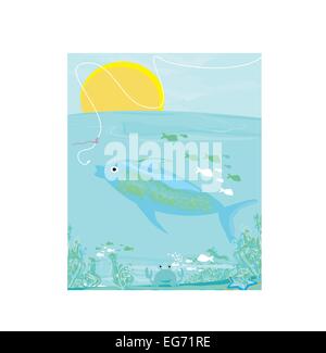 fish and hook Stock Vector