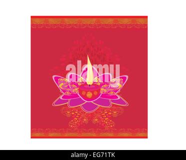 Lotus Oil Lamp - vector illustration Stock Vector