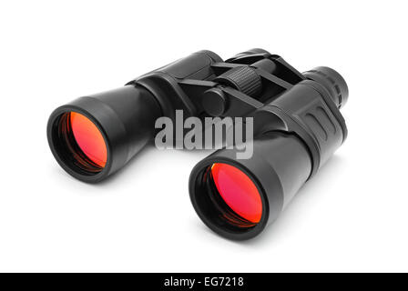black binoculars isolated on white Stock Photo
