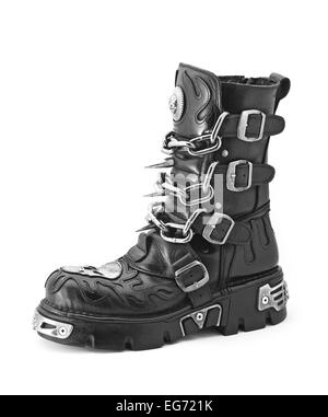 leather boot with metal spikes Stock Photo