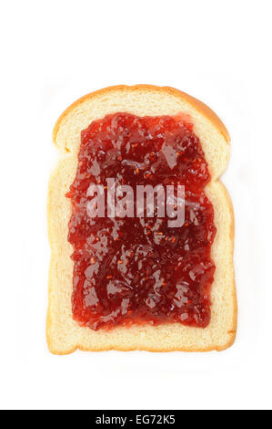 raspberry jam and toast on white background Stock Photo