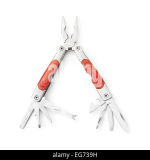 pocket pliers multi tool on white Stock Photo