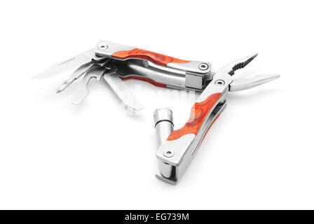 pocket pliers multitool on white Stock Photo