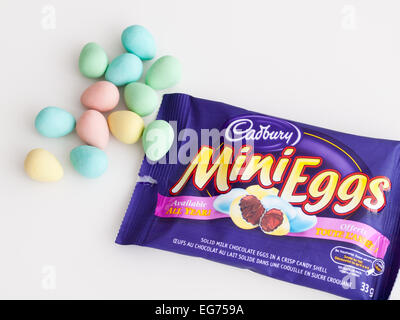 Cadbury Mini Eggs, a milk chocolate candy manufactured by Cadbury UK and Cadbury Adams (in Canada). Canadian version shown. Stock Photo