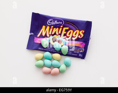 Cadbury Mini Eggs, a milk chocolate candy manufactured by Cadbury UK and Cadbury Adams (in Canada). Canadian version shown. Stock Photo
