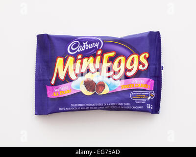 Cadbury Mini Eggs, a milk chocolate candy manufactured by Cadbury UK and Cadbury Adams (in Canada). Canadian version shown. Stock Photo