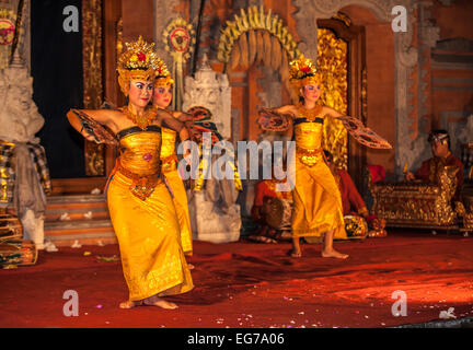 UBUD, BALI, INDONESIA - August, 07: Legong traditional Balinese dance in Ubud, Bali, Indonesia on August, 07, 2010 Stock Photo