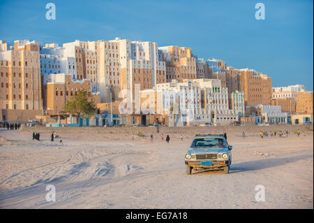 SHIBAM, YEMEN - February, 21: Yemeni boys playing soccer at Shibam, Hadramaut provence, Yemen on February, 21, 2011 Stock Photo