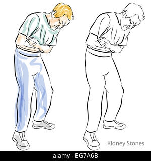 An image of a man with kidney stones having stomach pains. Stock Photo