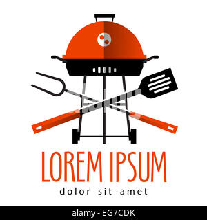 simple silhouette. Barbecue on a white background. vector illustration Stock Photo