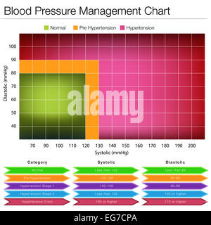 An image of a blood pressure management chart. Stock Photo