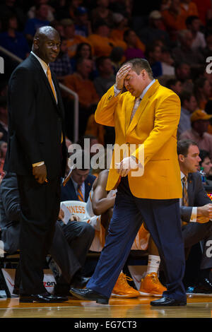 February 17, 2015: head coach Donnie Tyndall of the Tennessee Volunteers during the NCAA basketball game between the University of Tennessee Volunteers and the University of Kentucky Wildcats at Thompson Boling Arena in Knoxville TN Stock Photo