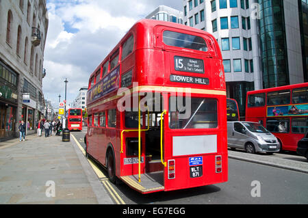 A classic red double decker routemaster bus from the 1960's Stock Photo