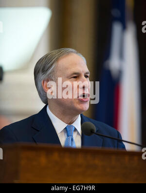 Austin, Texas, USA. 17th February, 2015. Texas Governor Greg Abbott gives his first State of the State speech since becoming gov Stock Photo