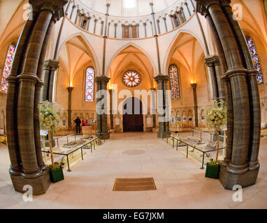 The Temple Church is a late-12th-century church in London located between Fleet Street and the River Thames, built for and by th Stock Photo