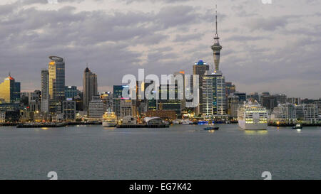 Cruise liner Sun Princess docking in Auckland at dawn, Wednesday February 11, 2015 Stock Photo