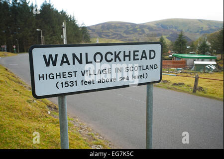 Wanlockhead is a village in Dumfries and Galloway, Scotland nestling in the Lowther Hills one mile south of Leadhills at the hea Stock Photo