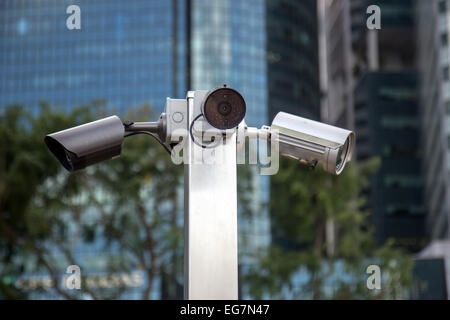 monitoring cameras on the streets of Singapore Stock Photo