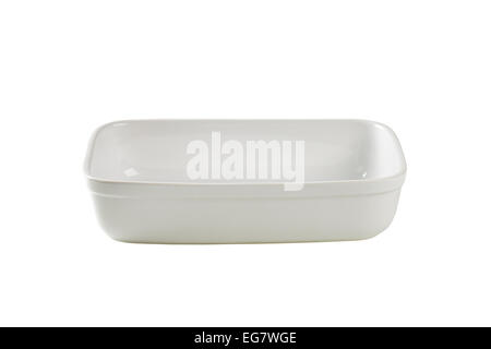 Deep porcelain baker isolated on white Stock Photo