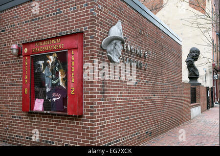 Fire station with Ben Franklin, Philadelphia, Pennsylvania, USA Stock Photo