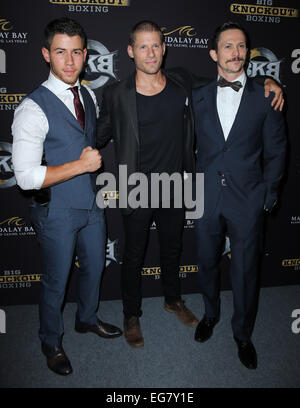 BKB Celebrity Red Carpet at Mandalay Bay Events Center Mandalay Bay Resort and Casino Las Vegas Featuring: Nick Jonas,Matt Lauria,Jonathan Tucker Where: Las Vegas, Nevada, United States When: 16 Aug 2014 Stock Photo