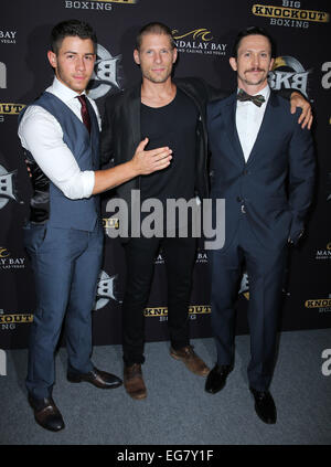 BKB Celebrity Red Carpet at Mandalay Bay Events Center Mandalay Bay Resort and Casino Las Vegas Featuring: Nick Jonas,Matt Lauria,Jonathan Tucker Where: Las Vegas, Nevada, United States When: 16 Aug 2014 Stock Photo