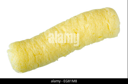 one crunchy corn snacks on a white background with clipping path Stock Photo