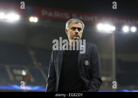 Paris, France. 17th Feb, 2015. Jose Mourinho (Chelsea) Football/Soccer : UEFA Champions League Round of 16 match between Paris Saint-Germain FC 1-1 Chlsea FC at the Parc des Princes Stadium in Paris, France . Credit:  Mutsu Kawamori/AFLO/Alamy Live News Stock Photo