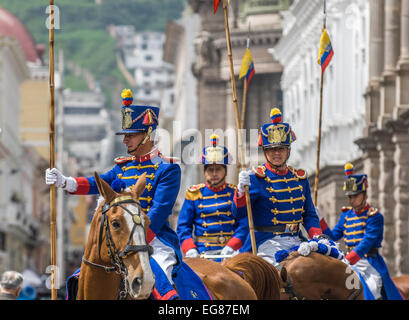 QUITO, ECUADOR - January, 14: Los Granaderos de Tarqui, the guardians of the Presidential Palace on January, 14, 2008 in Quito, Stock Photo